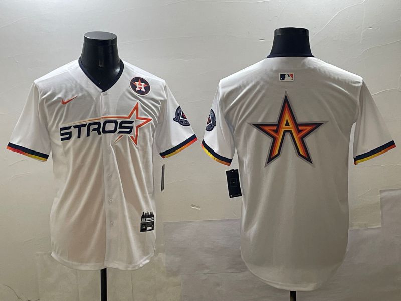 Men Houston Astros Blank White Three generations Joint Name 2025 Nike MLB Jersey style 7